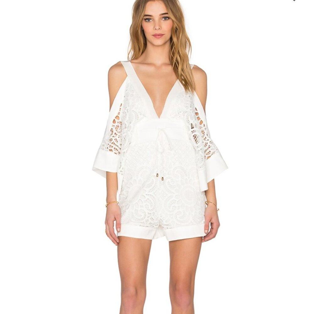 Alice McCall Keep Me There Romper Floral White Lace Bridal 6